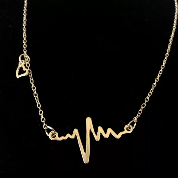 NEW Goldtone Heartbeat Necklace - Picture 2 of 2
